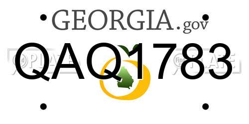 QAQ1783 Georgia License Plate