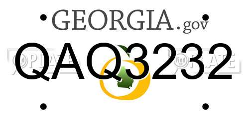 QAQ3232 Georgia License Plate