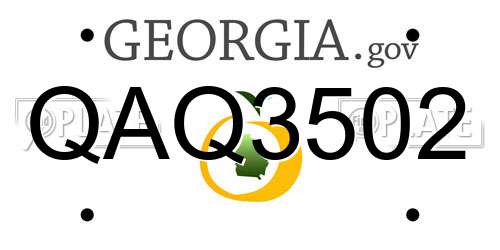 QAQ3502 Georgia License Plate