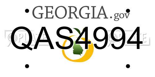 QAS4994 Georgia License Plate