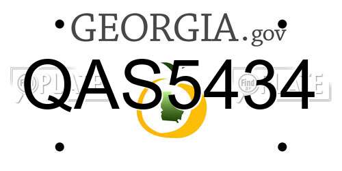 QAS5434 Georgia License Plate