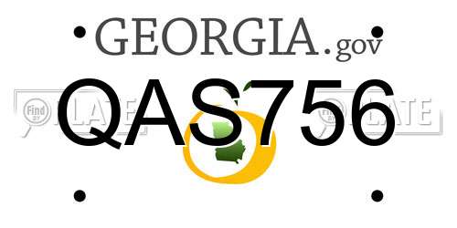 QAS756 Georgia License Plate