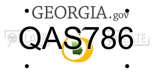QAS786 Georgia License Plate