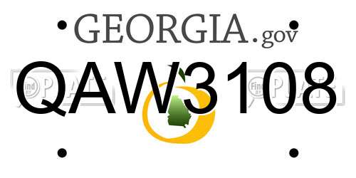 QAW3108 Georgia License Plate