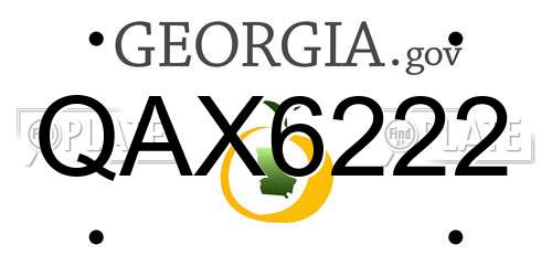 QAX6222 Georgia License Plate
