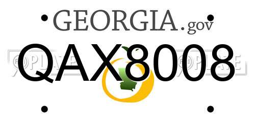 QAX8008 Georgia License Plate