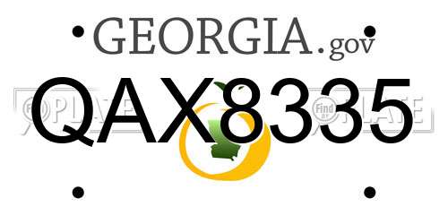 QAX8335 Georgia License Plate
