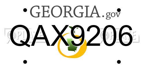 QAX9206 Georgia License Plate