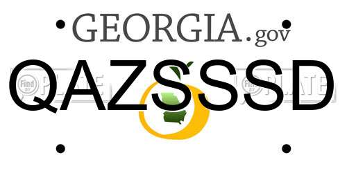 QAZSSSD Georgia License Plate