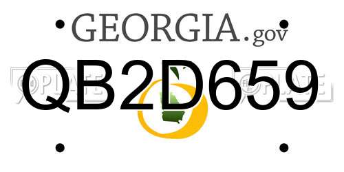 QB2D659 Georgia License Plate