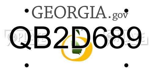 QB2D689 Georgia License Plate