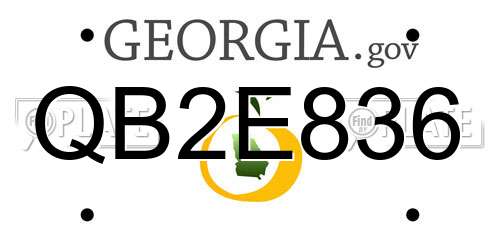 QB2E836 Georgia License Plate