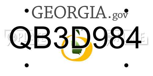 QB3D984 Georgia License Plate