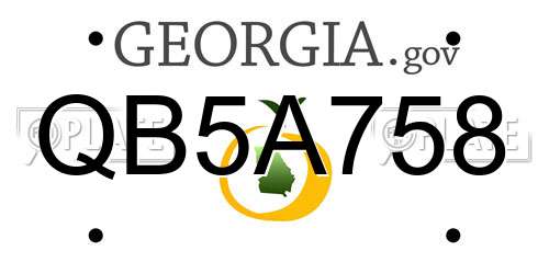 QB5A758 Georgia License Plate