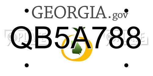QB5A788 Georgia License Plate