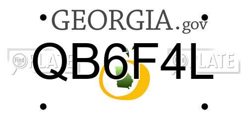 QB6F4L Georgia License Plate