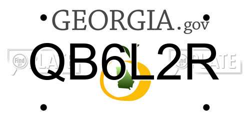 QB6L2R Georgia License Plate