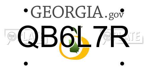 QB6L7R Georgia License Plate