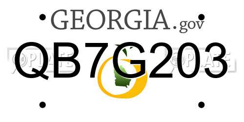QB7G203 Georgia License Plate