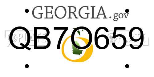 QB7O659 Georgia License Plate