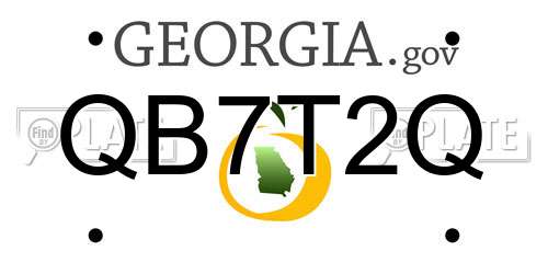 QB7T2Q Georgia License Plate