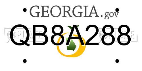 QB8A288 Georgia License Plate