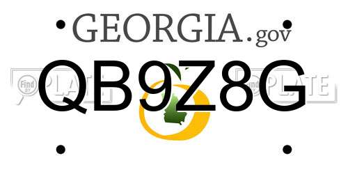QB9Z8G Georgia License Plate