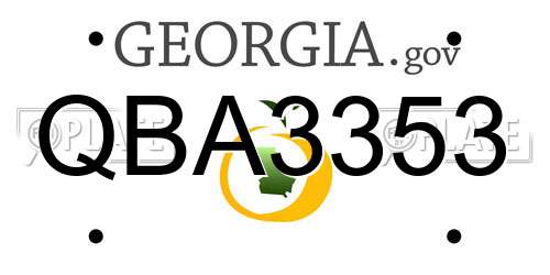 QBA3353 Georgia License Plate