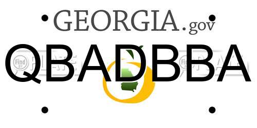 QBADBBA Georgia License Plate