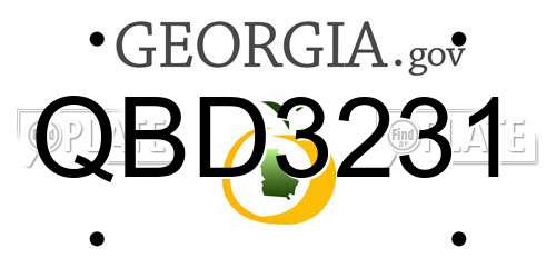 QBD3231 Georgia License Plate