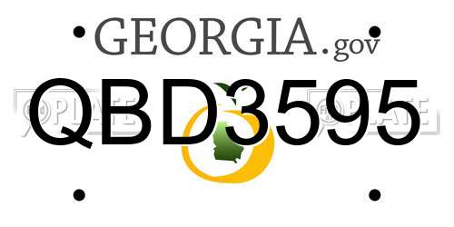 QBD3595 Georgia License Plate