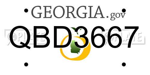 QBD3667 Georgia License Plate