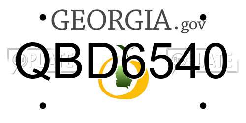 QBD6540 Georgia License Plate