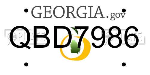 QBD7986 Georgia License Plate