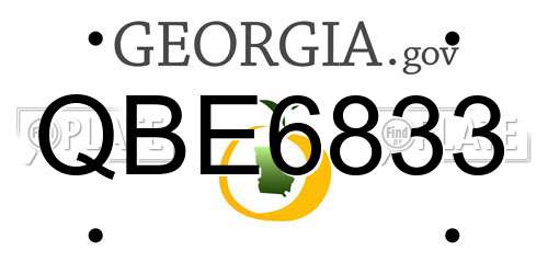 QBE6833 Georgia License Plate
