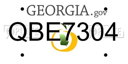 QBE7304 Georgia License Plate