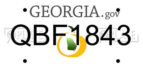 QBF1843 Georgia License Plate