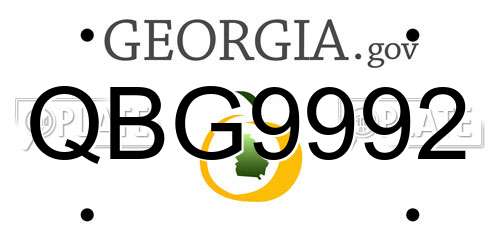 QBG9992 Georgia License Plate