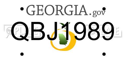 QBJ1989 Georgia License Plate