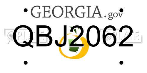 QBJ2062 Georgia License Plate