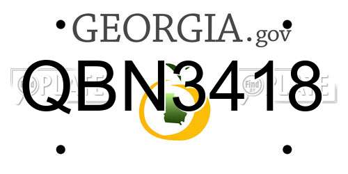 QBN3418 Georgia License Plate