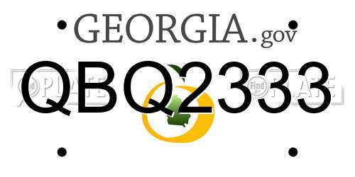 QBQ2333 Georgia License Plate