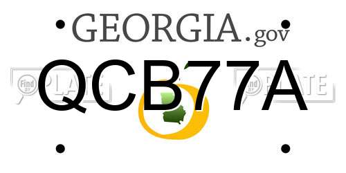 QCB77A Georgia License Plate
