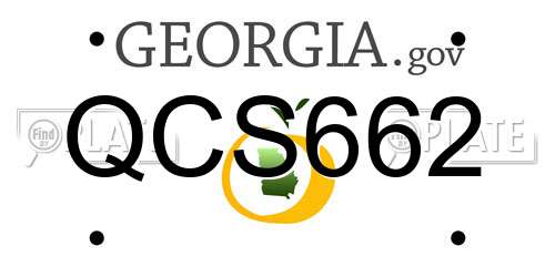 QCS662 Georgia License Plate