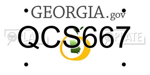 QCS667 Georgia License Plate