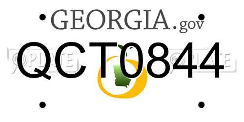 QCT0844 Georgia License Plate
