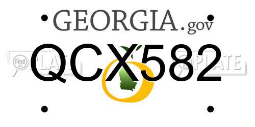 QCX582 Georgia License Plate