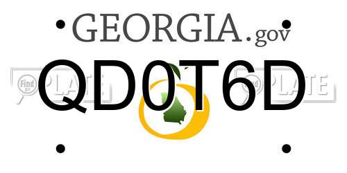 QD0T6D Georgia License Plate