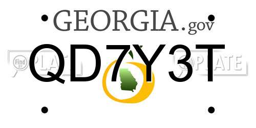 QD7Y3T Georgia License Plate