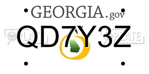 QD7Y3Z Georgia License Plate
